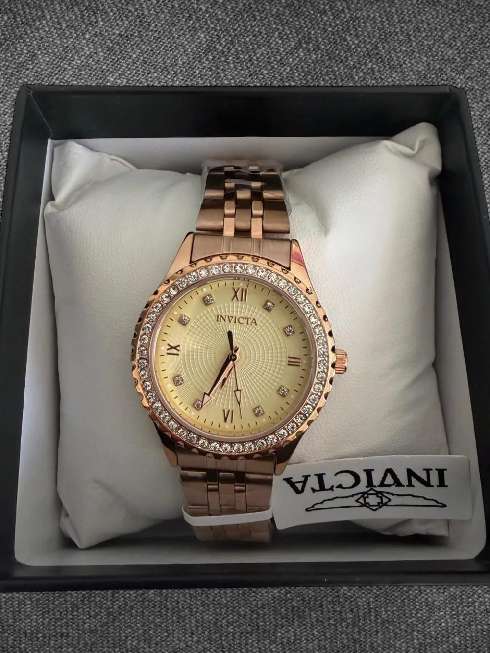 Invicta Rose Gold Tone Crystal Bezel Champagne Dial Women’s Watch